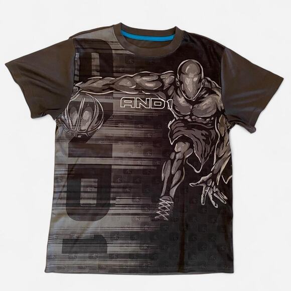 Gray and black And1 basketball sportswear t-shirt - size XL - Picture 1 of 3